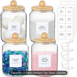 Amazon Glass Canister Set with Bamboo Lids - Clear and Natural